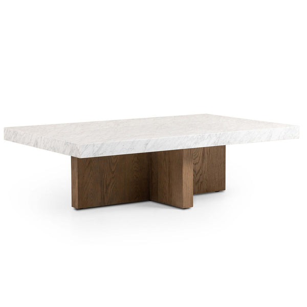 home fashion Bellamy Rectangular Coffee Table White Marble by Four Hands