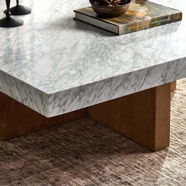 Home Fashion Bellamy Square Coffee Table White Marble By Four Hands