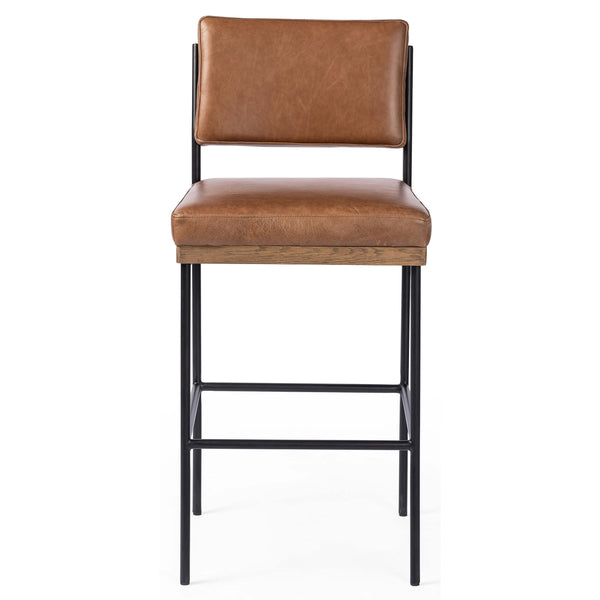 Home Fashion Benton Leather Bar & Counter Stool Sonoma Chestnut By Four Hands