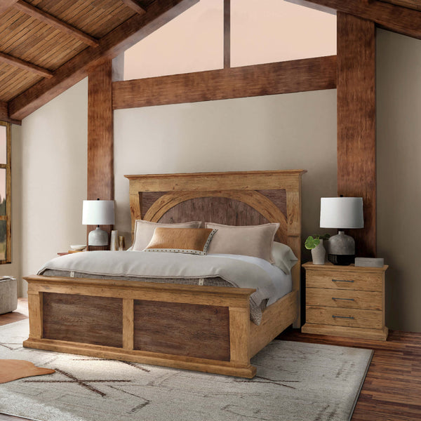 Home Fashion Big Sky 3 Drawer Nightstand Vintage Natural