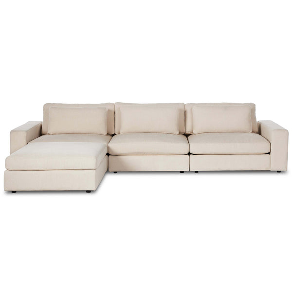 home fashion Bloor 3 Piece Sofa w/Ottoman Clairmont Sand by Four Hands