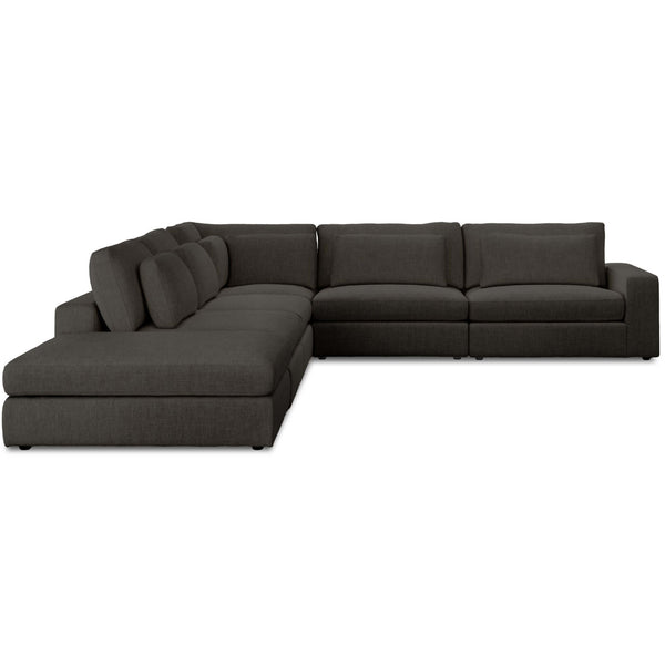 Home Fashion Bloor 5-Piece RAF Sectional W/Ottoman Landale Charcoal By Four Hands