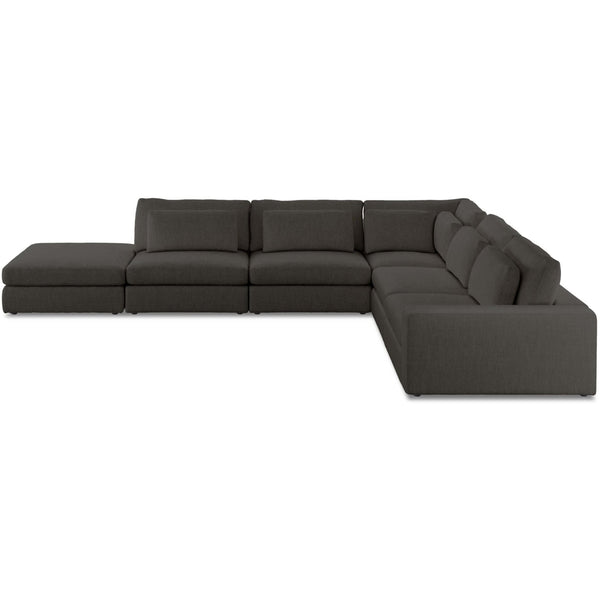 Home Fashion Bloor 5-Piece RAF Sectional W/Ottoman Landale Charcoal By Four Hands