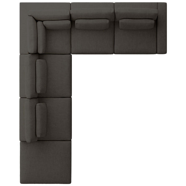 Home Fashion Bloor 5-Piece RAF Sectional W/Ottoman Landale Charcoal By Four Hands