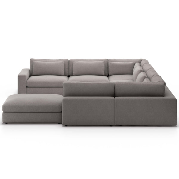 Home Fashion Bloor 7 Piece Sectional W/ Ottoman Chess Pewter By Four Hands