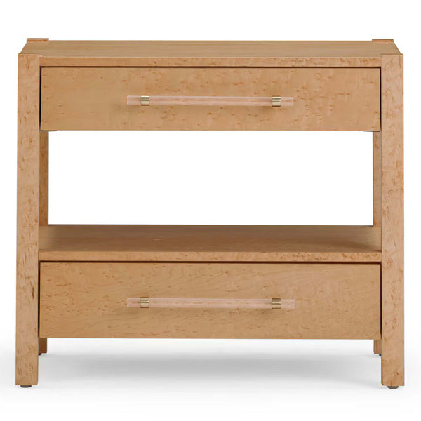 Home Fashion Brandyss 2-Drawer Nightstand Birdseye Maple