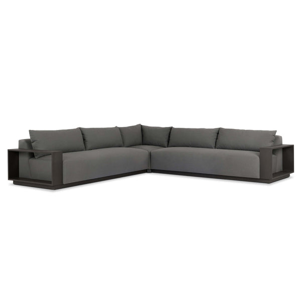 home fashion Branford Outdoor Metal 3 Piece Sectional Arashi Graphite by Four Hands