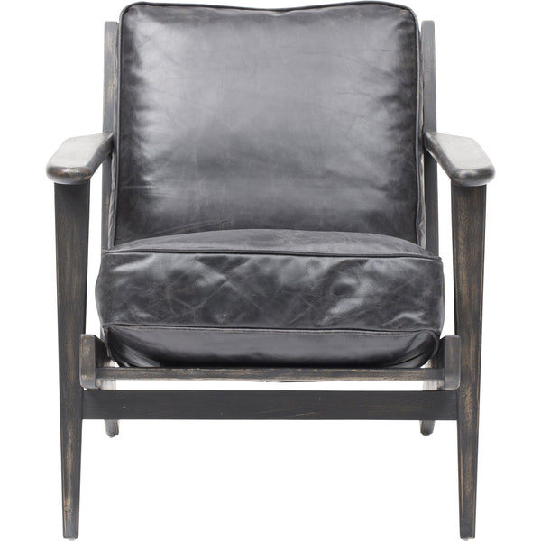 Home Fashion Brooks Leather Lounge Chair Ebony By Four Hands