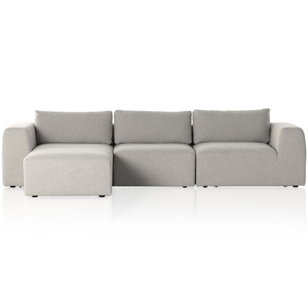 Home Fashion Brylee 3 Piece Sectional W/Ottoman Torrance Silver By Four Hands