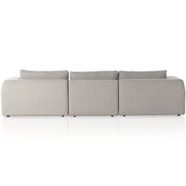 Home Fashion Brylee 3 Piece Sectional W/Ottoman Torrance Silver By Four Hands
