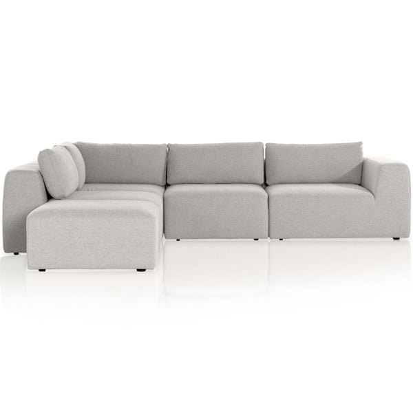 Home Fashion Brylee 4 Piece Sectional W/Ottoman Torrance Silver By Four Hands