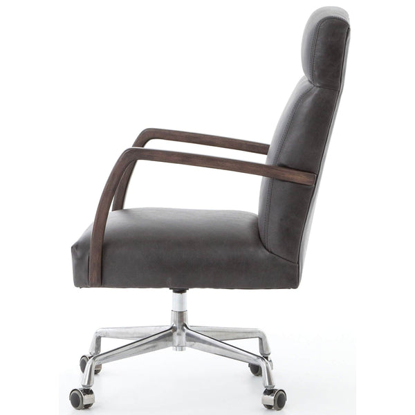 Home Fashion Bryson Leather Desk Chair Chaps Ebony By Four Hands