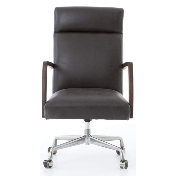 Home Fashion Bryson Leather Desk Chair Chaps Ebony By Four Hands