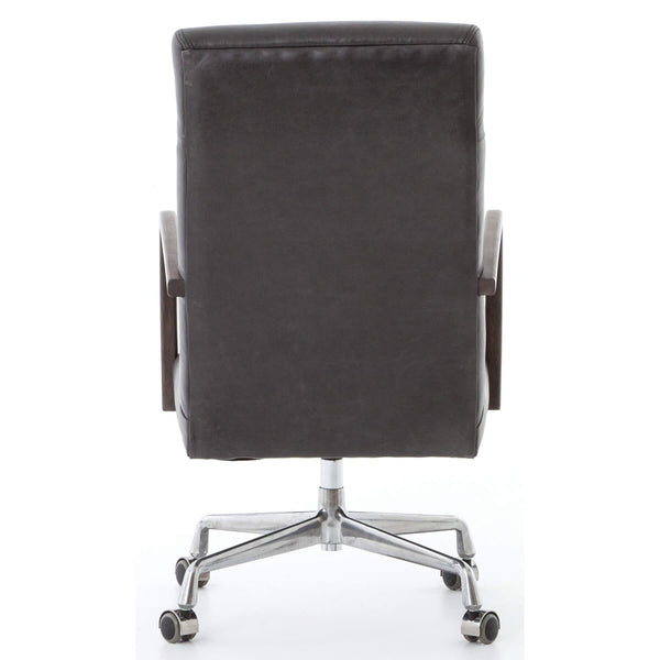 Home Fashion Bryson Leather Desk Chair Chaps Ebony By Four Hands