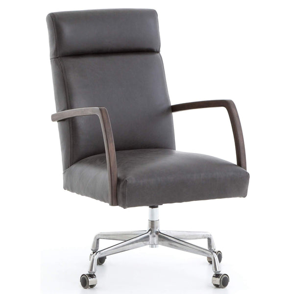 home fashion Bryson Leather Desk Chair Chaps Ebony by Four Hands