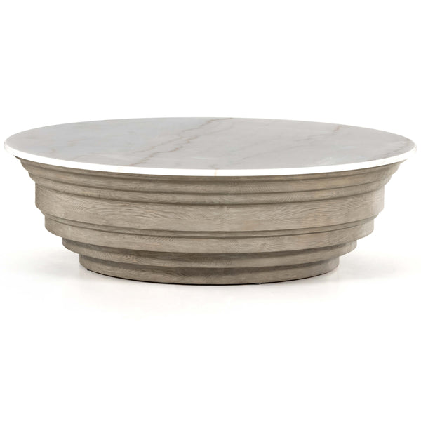 home fashion Caldwell Stone Coffee Table White Marble by Four Hands