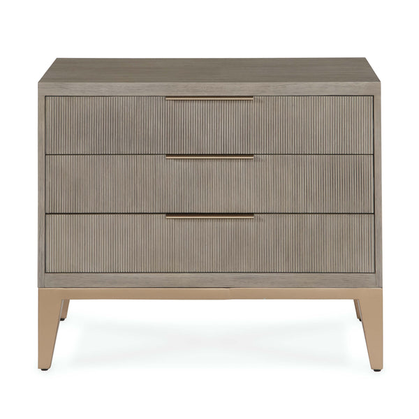 Home Fashion Caleb 3 Drawer Nightstand Brushed Smoke