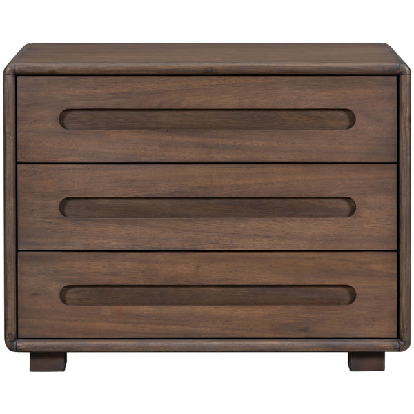 Home Fashion Cameron 3 Drawer Nightstand Modern Mocha