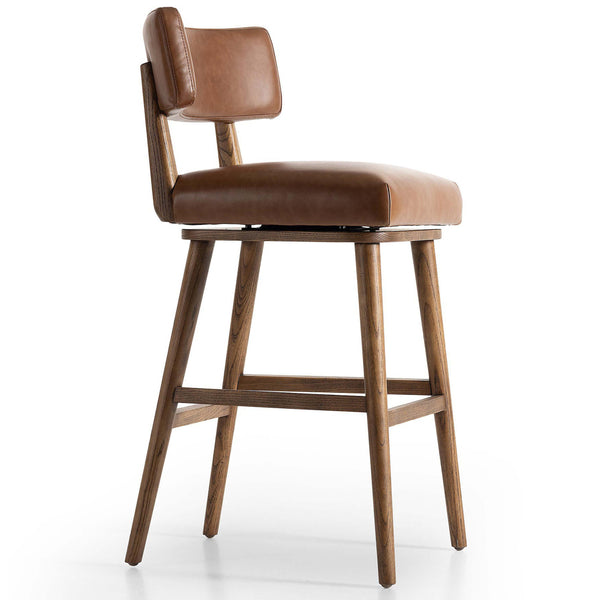 Home Fashion Cardell Leather Swivel Bar Stool Sonoma Chestnut By Four Hands