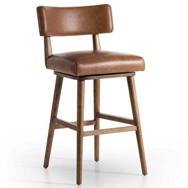 home fashion Cardell Leather Swivel Bar Stool Sonoma Chestnut by Four Hands