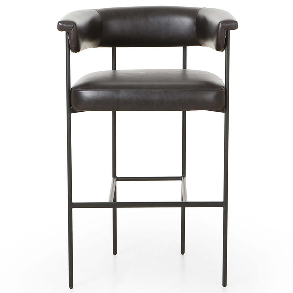 Home Fashion Carrie Leather Bar & Counter Stool Sonoma Black By Four Hands