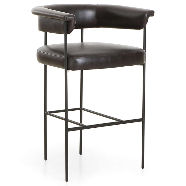 home fashion Carrie Leather Bar & Counter Stool Sonoma Black by Four Hands