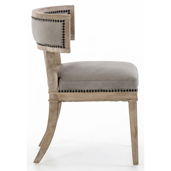 Home Fashion Carter Leather Dining Chair Light Grey Set Of 2 By Four Hands