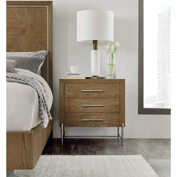 Home Fashion Chapman 3 Drawer Nightstand W/Metal Base