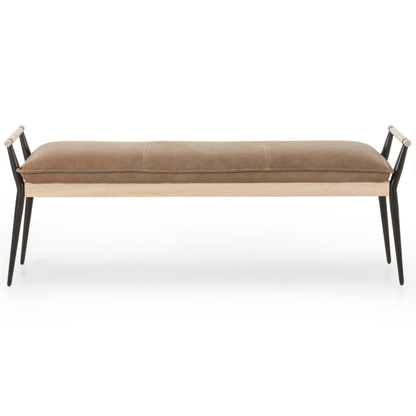 Home Fashion Charlotte Leather Bench Palermo Drift By Four Hands