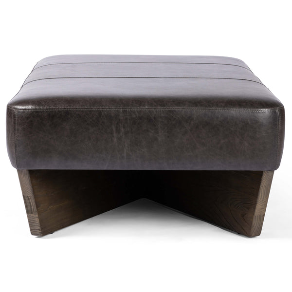 Home Fashion Chaz Large Leather Ottoman Sonoma Black By Four Hands
