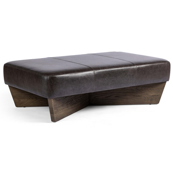 home fashion Chaz Large Leather Ottoman Sonoma Black by Four Hands