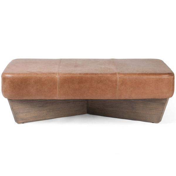 Home Fashion Chaz Leather Large Ottoman Palermo Cognac By Four Hands