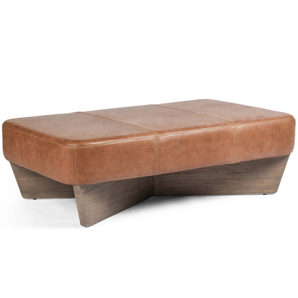 home fashion Chaz Leather Large Ottoman Palermo Cognac by Four Hands