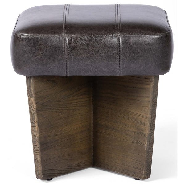 Home Fashion Chaz Leather Ottoman Sonoma Black By Four Hands