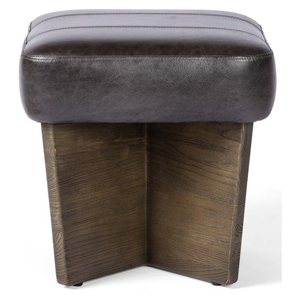 Home Fashion Chaz Leather Ottoman Sonoma Black By Four Hands