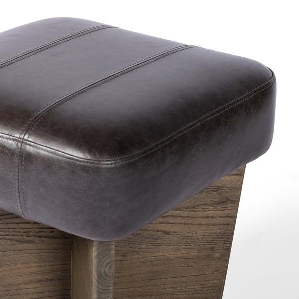 Home Fashion Chaz Leather Ottoman Sonoma Black By Four Hands