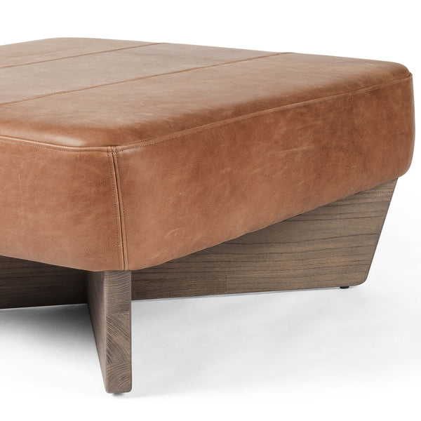 Home Fashion Chaz Leather Square Ottoman Palermo Cognac By Four Hands