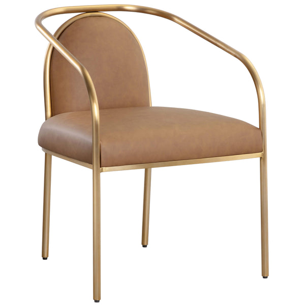 home fashion Cicero Leather Dining Chair Milliken Cognac Set of 2