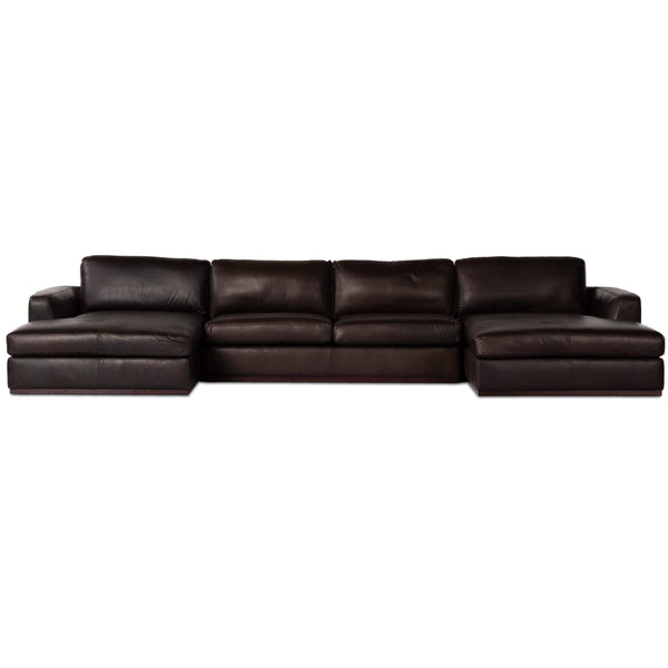 Home Fashion Colt 3 Piece Leather U Sectional Heirloom Cigar By Four Hands