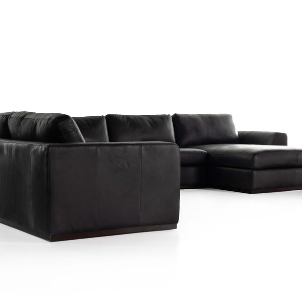 Home Fashion Colt 4 Piece Leather Sectional Heirloom Black By Four Hands