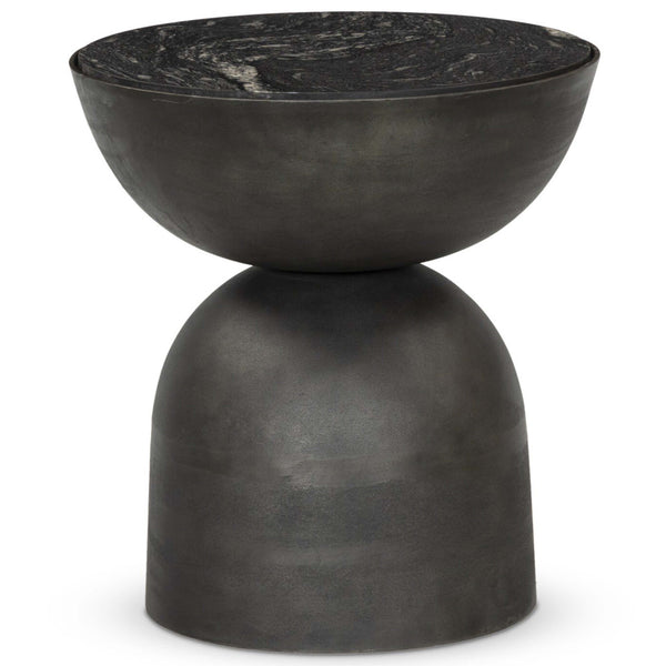 home fashion Corbett End Table Polished Black Marble by Four Hands