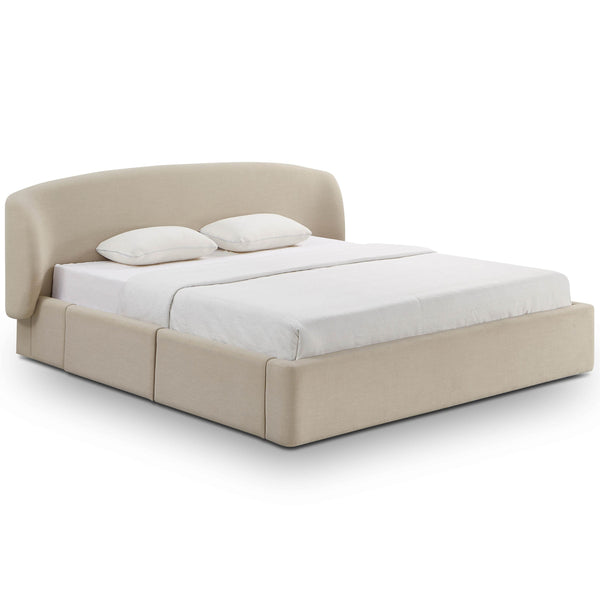 Home Fashion Corey Upcycled Linen Storage Bed Taupe