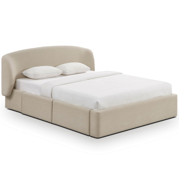 home fashion Corey Upcycled Linen Storage Bed Taupe