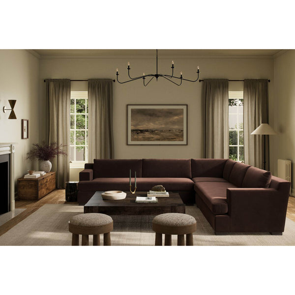 Home Fashion Crispin 3 Piece Sectional Surrey Cocoa By Four Hands