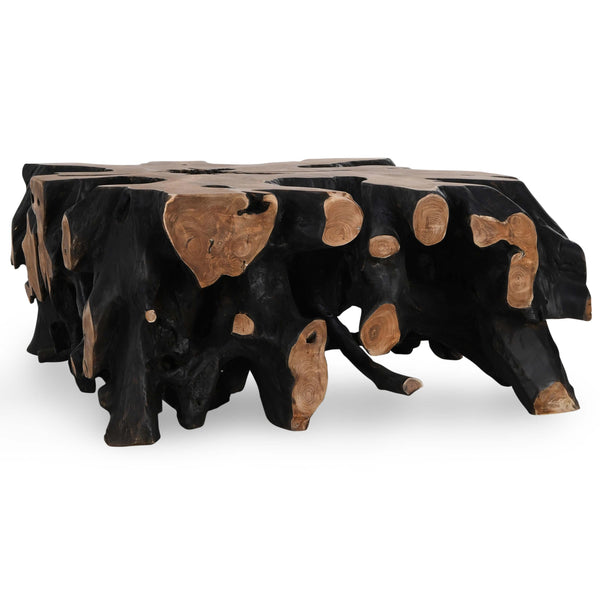 Home Fashion Cypress Root Square Coffee Table Black/Natural