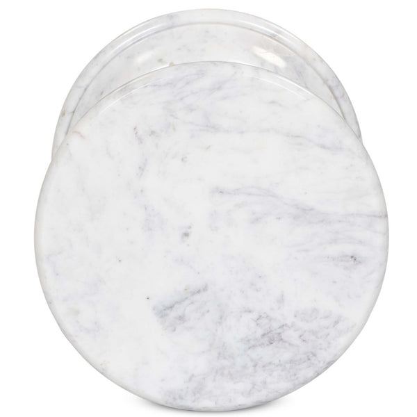 Home Fashion Cyprus End Table Veined White Marble By Four Hands
