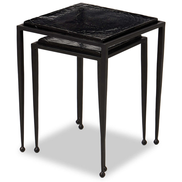 Home Fashion Dalston Cast Glass Nesting Tables Smoked Black By Four Hands