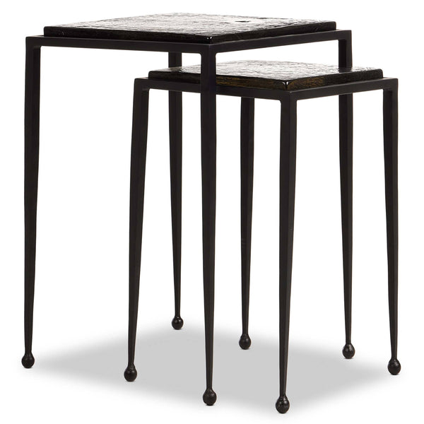 Home Fashion Dalston Cast Glass Nesting Tables Smoked Black By Four Hands