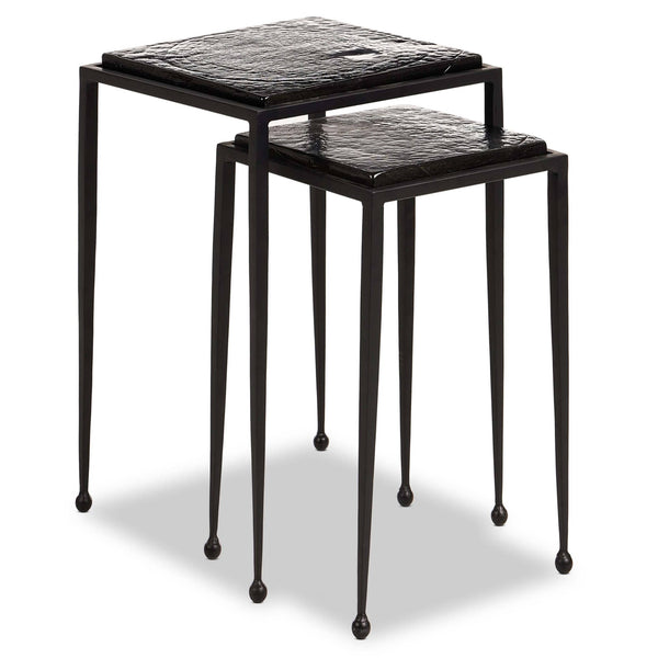 home fashion Dalston Cast Glass Nesting Tables Smoked Black by Four Hands
