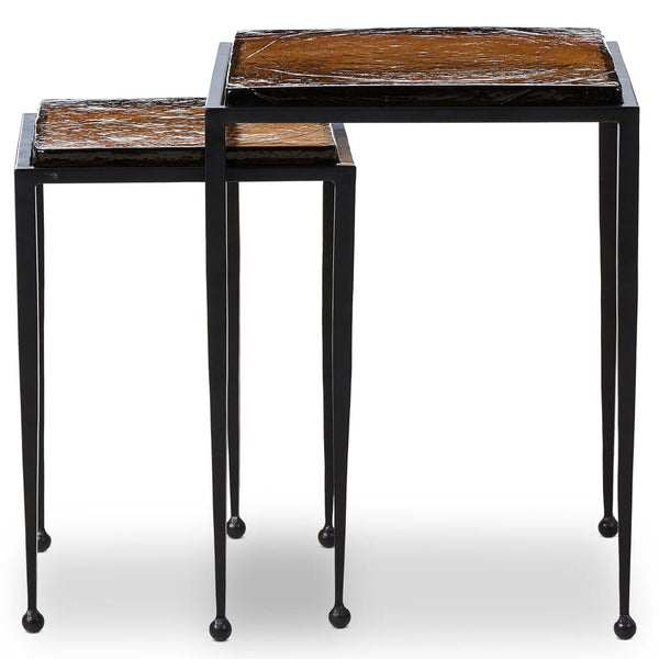 Home Fashion Dalston Nesting End Tables Amber Cast Glass By Four Hands